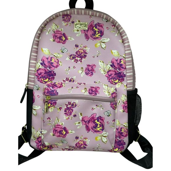 Betsey-Johnson Pink Floral Backpack & Lunch Bag Set – Bee Purple Rose AOP Print - Picture 2 of 10